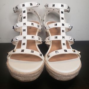 White studded wedges